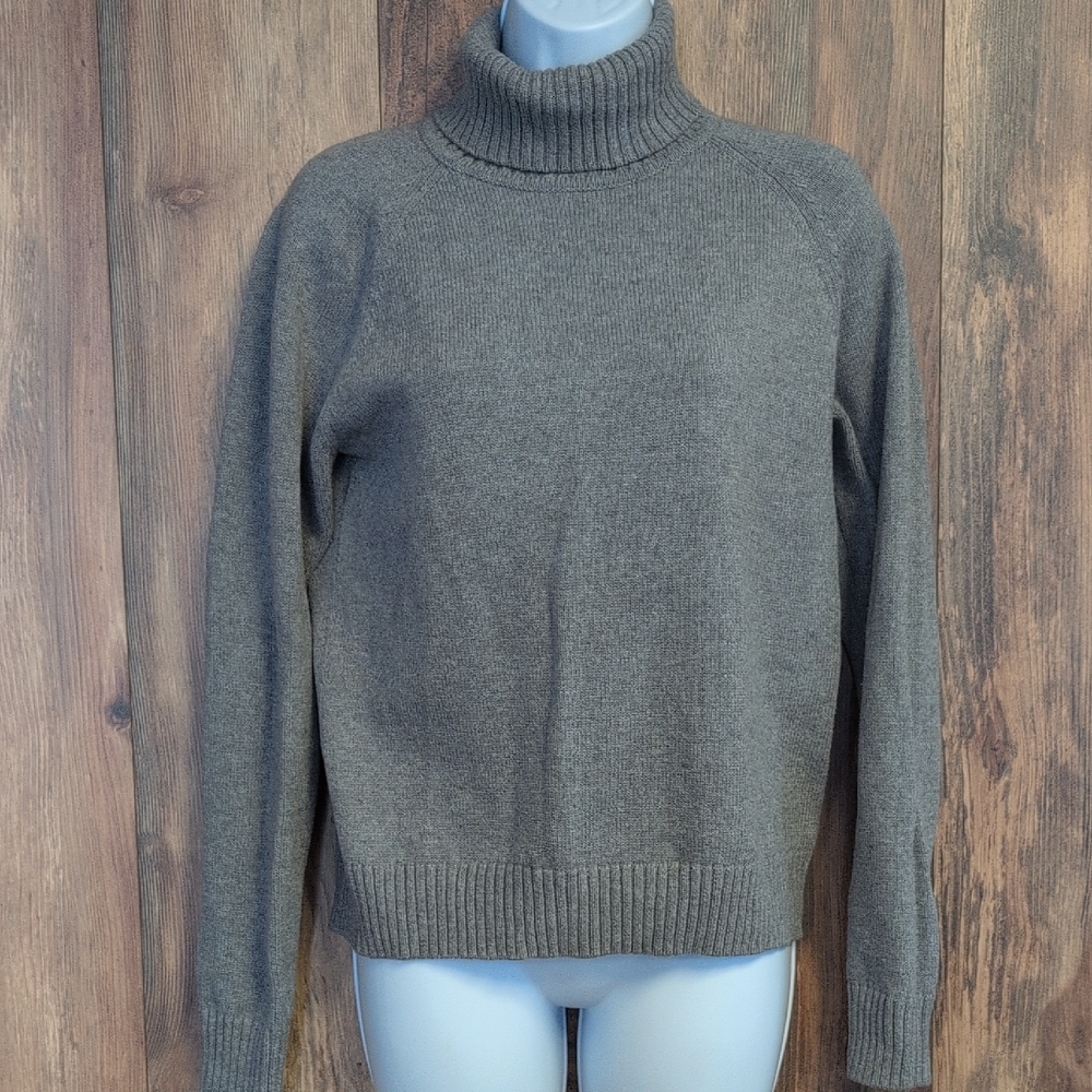 JEANNE PIERRE Gray Knit Turtleneck Cotton Sweater M                   R219